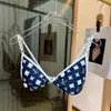 Klasyczna marka damska niebieska drukowana strój kąpielowy linia Bikini Swimsuit Oddychający szybki suszący elastyczny podzielony styl Swimsuit luksusowy seksowny trzypunktowy strój kąpielowy