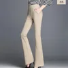 Pantalon femme taille élastique cloche-bas 2024 printemps été haute grande taille ample mince mode décontracté droit Micro-pantalon