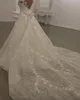 Abiti da sposa a sirena modesta con gonna staccabile Paillettes brillanti Perline di cristalli Appliques Abiti da sposa lunghi senza schienale con collo trasparente