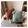 Plush Backpacks P Backpack Female Bag Autumn And Winter Korean Version Of Instagram Super Fire Cute Bear Ear Girl Parent-Child Drop Dhxy4