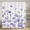 Shower Curtains Purple Floral Lavender Shower Curtains Mushroom Hummingbird Dragonfly Watercolour Plant Flower Bathroom Curtain Cloth Home Decor Y240316