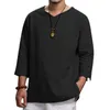 Camicie casual da uomo Camicia pullover grande casual ampia ampia manica lunga 3/4 C24315