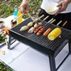 Portable Foldable BBQ Grills Barbecue Charcoal Grill Stove Stainless Steel Small Mini Outdoor Camping Picnic Barbecue Grill S/L 240308