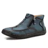 Heißer Verkauf Blau Echtes Leder Martin Stiefel für Männer Outdoor Walking Lässige Loafer Einfarbig Nähen Stil Vintage Hand Designer Schuhe 38-48