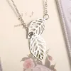 Creative Simple Double Golden Leaf 14k Gold Pendant Necklace Womens Trend Punk Tassel Chain Pendant Fashion Ladies Party Jewelry Gifts