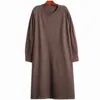 Casual Dresses Women Knitting Big Size Long Dress Round Neck Sleeve Loose Fit Fashion Tide Spring Autumn 2024 U783