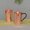 Tasses soucoupes 1 pièces 400ML fait à la main en cuivre pur rétro thé eau tasse bière café voyage