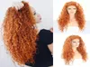 Perruque Lace Front Wig synthétique bouclée longue, cheveux à haute température avec cheveux de bébé, perruques de Cosplay Orange sans colle pour femmes 4728031