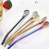 Home Stainless Steel Straws Coffee stirring spoon Straw Filter Straw 18Cm X 2.1 Cm juice milk tea spoons Drinking Straws LT844