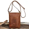 Torba Cowhide oryginalne skórzane ramię mini kobiety Mężczyźni Messenger na telefon Wysokiej jakości Vintage Brown Black Blue M3376