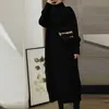 Grundläggande casual klänningar Kvinnkläder Autumn Winter Turtleneck Casual Streetwear Y2K BASIC MIDI DRESS TRENDY Simple Long Sle Loose Pullover Dressesc24315