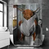 Rideaux de douche 1 pcs campagne de dessin animé yak rideau de douche imperméable décoration de salle de bain pour lire les journaux avec 12 crochets en plastique Y240316