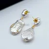 Dangle Chandelier Genuine Baroque Womens Earrings Drop Shape White Natural Freshwater Pearl Pendant Handmade Fashion Jewelry 24316
