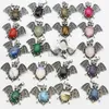 Dangle Chandelier Natural Stone Crystal Agate Alloy Bat Pendants Fashion Healing Charms Necklace Earrings Jewelry Accessories Gift Wholesale 12Pcs 24316