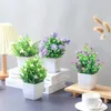 Dekorativa blommor 1 st simulerade falska konstgjorda växter hem dekor tablett prydnad eucalyptus bonsai liten