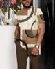 Mens 2 -stycken Set Tracksuits Summer Overdized Casual Short Hermes 3D TshirtTrouser Jogger Suits Manliga kläddräkt Set 240315