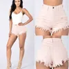 New Woolen Edge High Waisted Elastic Denim Shorts and Hot Pants for Women's 3 Color 5 Size