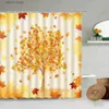 Rideaux de douche Rideau de douche d'automne pour décor de salle de bain feuilles d'érable ferme citrouille tournesol botte de foin automne Thanksgiving jardin maison tenture murale Y240316