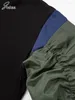 Повседневные платья Joskaa Лоскутное вязаное черное платье в рубчик Женское хипстерское сексуальное тонкое платье с круглым вырезом и рюшами с длинными рукавами 2024 Весна Harajuku