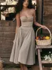 Mingmingxi Summer Elegant Midi A Line Dress Lovely V Neck Spagehetti Strap Holiday Party Casual Women Arrivals 2023 240313