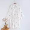 Pijamas estilo japonês roupas para casa suor fumegante roupões de banho roupões de banho de algodão lavado com água pijamas femininos de gaze de algodão puro estilos finos