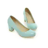 Lady Pearlescent Pumps Claim Square Ceels Square Round Toe بالإضافة إلى الحجم 34-43 Blue Zapatos de Mujer مصنوعة جيدًا 240304