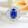 Cluster Ringen Vinregem 5 7 MM Oval Cut Sapphire Ruby Edelsteen Klassieke 925 Sterling Zilveren Ring Voor Vrouwen Fijne Sieraden huwelijksgeschenken