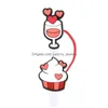 Drinking Sts Summer Icecream Cupcake Drink Sile St Toppers Accessori Er Charms Riutilizzabile Tappo antipolvere a prova di spruzzi Decorativo 8Mm/10Mm D Otjhg