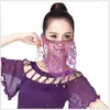 Stage Wear Belly Dance Adulte Voile Paillettes Accessoires Performance Props Masque Écharpe Costume