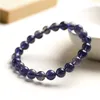 Strand Natural Blue Dichroite Cordierite Iolite Stretch Bransoletka Kobiety przezroczyste okrągłe koraliki biżuteria 7 mm 8 mm 9 mm 9 mm