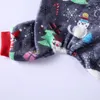 Dog Apparel Christmas Cat Print Pet Pajamas For Dogs Soft Warm Fleece Jumpsuit Lightweight Puppy Pullover