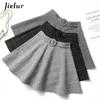 Jielur Plaid Femmes Jupe Hiver Slim Noir Saia Faldas Chic Mini A-ligne Jupe Haute Wiast Zipper Jupes Femmes Automne S-XXL 240311