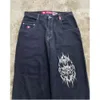 Jeans pour hommes JNCO Jeans Y2k Streetwear Hommes Harajuku Hip Hop Graphique Brodé Rétro Bleu Baggy Jeans Denim Pantalon Gothique Pantalon Large 231109 Winter01 884