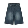 Мужские джинсы 2024, летняя мода и повседневное универсальное корейское издание, свободные широкие брюки в стиле ретро, потертые капри