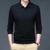 Jesienne Tshirt z długim rękawem Mężczyźni odzież golfowa 2023 Casual Business Polo Shirts Lapel Solid Plain Shirt 240311