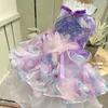 Dog Apparel Luxury Handmade Beading Embroidery Flower High-end Pet Clothes Fashion Purple Lace Bow Princess Dress For Small Medium Dogs