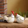 2st Par Chicken Ornaments Country Style Home Accessories Ceramic Cabinet Decoration Simulation Animal Yard 240314