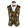 Coletes masculinos ouro paisley bronzeamento colete único breasted vneck terno de casamento coletes masculino gótico aristocrata steampunk vitoriano gilet homme