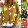 SUSOLA – pull tricoté à simple boutonnage pour femme, veste brodée de fleurs de chrysanthème, automne