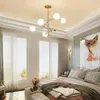 الثريات Nordic 5 رؤوس ثريا النحاس لغرفة المعيشة غرفة نوم القابلة للدوار قابلة للدوار حليبي أبيض للضوء G9 تركيبات الإضاءة LED