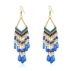 Dangle Earrings Bohemian Antique Gold Color Long Water Drop Tassel For Women Vintage Colorful Geometric Jewelry