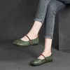 Casual Shoes Fashion Mary Jane för kvinnor Hook Loop Ballet Flats Woman Dancing Autumn Loafers Ladies äkta läder
