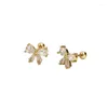 Boucles d'oreilles en argent Sterling 925 avec nœud papillon en Zircon pour femme et fille, bijoux Design géométrique à la mode, cadeau de fête, goutte