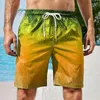 Herr shorts sommargradient färg strand snabbtorkning siwmwear bräd surfing plus size manlig lös sport