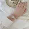 Relógios de pulso simples feminino estudante arte escola estilo mulheres relógio de quartzo moda pulseira de couro relógio de pulso para gota