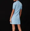 2024 Spring/Summer New M-Aje Blue Fragrant Letter Jacquard Polo Collar Slim Sticked Dress