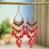 Dangle Earrings Bohemian Antique Gold Color Long Water Drop Tassel For Women Vintage Colorful Geometric Jewelry