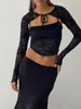 Fashion Womens Long Sleeve Tops Spaghetti Strap Lace Cami Tops And Long Sleeve Tie-Up Shrug Set Going Out Tops 240315