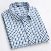 Мужская рубашка весна-лето с коротким рукавом из 100% чистого хлопка в клетку крутые рубашки в клетку мужские деловые повседневные рубашки с карманами для отдыха S-4XL 240314
