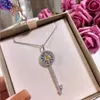 Collier de clé de tournesol Tiffany and Co en argent sterling 925 plaqué avec pendentif en forme de fleur de diamant jaune platine 18 carats, chaîne de clavicule haute édition
